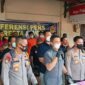 Kapolresta Jambi Kombes Pol Eko Wahyudi SIK MH bersama Dirreskrimum Polda Jambi Kombes Pol Kaswandi Irwan SIK, dan Kabid Humas Polda Jambi Kombes Pol Mulia Prianto saat konferensi pers, Kamis (27/1/22). FOTO : Noval/Ist.