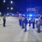 FOTO : Tim Petir Polisi Polres Tanjab Barat dan Satuan Lalulintas Tengah Berjaga dan Stanby di Jalan Alun-alun Kota Kuala Tungkal, Rabu (13/05/20).