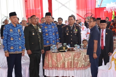 Wakil Bupati Tanjung Jabung Barat H. Hairan, SH saat menghadiri syukuran Hari Bhayangkara ke-77 di Mapolres Tanjung Jabung Barat, Sabtu (1/7/23). FOTO : Humas Res Tjb