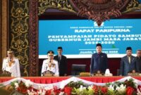 Paripurna DRPD Provinsi Jambi Penyampaian Pidato Sambutan Gubernur Jambi Periode 2025-2030. FOTO : HMS