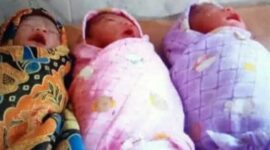 Seorang Ibu Warga Desa Senaung Melahirkan Kembar Tiga
