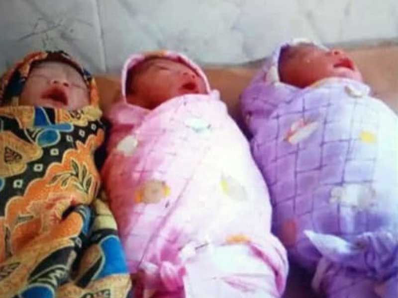 Seorang Ibu Warga Desa Senaung Melahirkan Kembar Tiga
