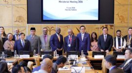 Menteri Ketenagakerjaan RI Yassierli saat menghadiri Asia and the Pacific Group (ASPAG) Ministerial Meeting 2026 di Palais des Nations, Jenewa, Swiss (9/6/2026). Dalam forum ini, Indonesia mendorong kolaborasi antarnegara untuk menyiapkan keterampilan tenaga kerja masa depan guna menghadapi disrupsi teknologi. (FOTO : Dok. Biro Humas Kemnaker)