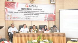 FOTO : FGD Evaluasi Teknis Pengisian Form A Daring dan Alat Kerja Pengawasan Dalam Rangka Pilkada Serentak Tahun 2020 yang diselenggarakan Bawaslu Provinsi Jambi di Aula Lt. 2 Gedung PKK Muara Bulian, Batanghari, Sabtu (14/03/20)/ Bawasluprov.jbi