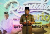Wakil Gubernur Jambi H. Abdullah Sani Saat Pembukaan Ramadhan Ceria Jambi TV Tahun 2023, di Gedung Jambi TV, Selasa (28/3/23). FOTO : HAM/Diskominfo