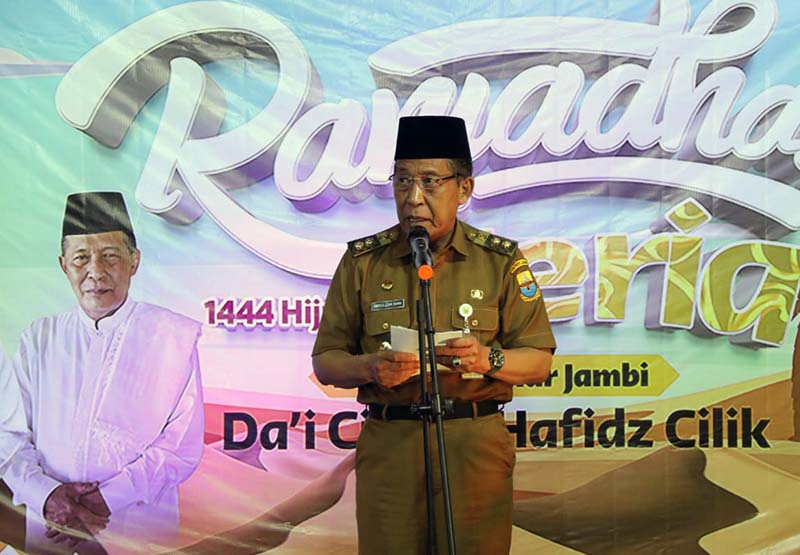 Wakil Gubernur Jambi H. Abdullah Sani Saat Pembukaan Ramadhan Ceria Jambi TV Tahun 2023, di Gedung Jambi TV, Selasa (28/3/23). FOTO : HAM/Diskominfo