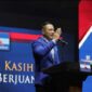 AHY menyampaikan Pidato Kebangsaan sebagai rangkaian rapat pimpinan nasional (rapimnas) di Jakarta Convention Center (JCC) Senayan, Jakarta, Jum'at (16/9/22). FOTO : Ist