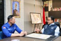 Ketua Umum Partai Demokrat Agus Harimurti Yudhoyono (AHY) Saat Menerima kunjungan Gubernur DKI Jakarta Anies Baswedan di Kantor DPP Partai Demokrat, Jumat (7/10/22). FOTO : IST