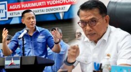 Ketua Umum Partai Demokrat Mayor Inf. H. Agus Harimurti Yudhoyono, M.Sc., M.P.A., M.A (AHY) & KSP Jenderal TNI (Pur) Dr. H. Moeldoko Ketum Demokrat Versi KLB Deli Serdang, S.I.P., M.A. GRAFIS : LT