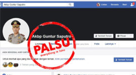 FOTO : Screenshot/Caption Facebook Palsu Mengatasnamakan Kapolres Tanjung Jabung Barat, AKBP Guntur Saputro, S.IK, MH