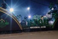 Penampakan Arena Utama Utama Pelaksanaan STQH Jambi di depan Bandara Sultan Thaha Jambi dari luar. FOTO : Tribunjambi.