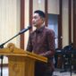 Pj. Bupati Muaro Bachyuni Deliansyah SH MH Saat Sambutan Malam Resepsi Kenegaraan dalam rangka hari ulang tahun (HUT) RI ke-77 di Aula Rumah Dinas Bupati, Rabu (17/8 22). FOTO : Ist