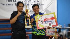 PetroChina Dukung Gelaran Badminton Friendly Match 2023 SKK Migas - KKKS Jambi Bersama Stakeholder Hulu Migas. . FOTO : Tim Media