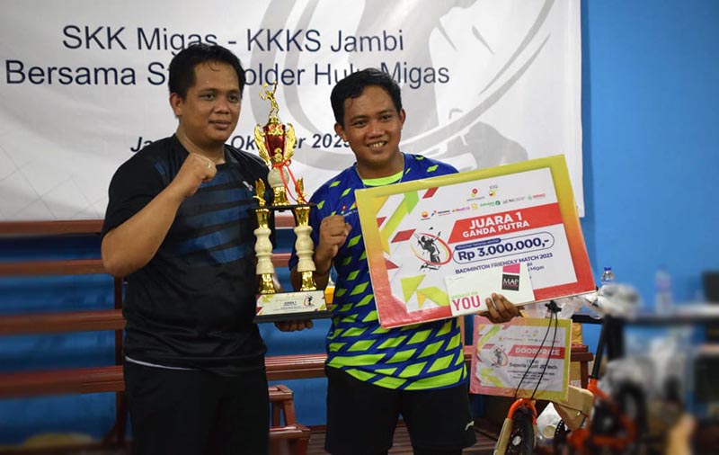 PetroChina Dukung Gelaran Badminton Friendly Match 2023 SKK Migas - KKKS Jambi Bersama Stakeholder Hulu Migas. . FOTO : Tim Media