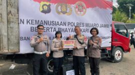 Truk Bantuan Kemanusiaan Polres Muaro Jambi Tiba di Cianjur. FOTO : Humas/Dhea