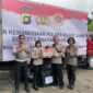Truk Bantuan Kemanusiaan Polres Muaro Jambi Tiba di Cianjur. FOTO : Humas/Dhea