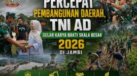 Danrem 042/Gapu, Brigjen TNI Nyamin, menyematkan pita tanda peserta kepada perwakilan prajurit saat memimpin Upacara Pembukaan Karya Bakti Skala Besar TNI AD TA 2026 di Lapangan Gunung Kembang, Kabupaten Sarolangun, Jambi, Jumat (29/5/2026). (Foto: Dokumentasi Penrem 042/Gapu)