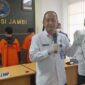 Kepala BNNP Jambi Brigjen Pol Wisnu Handoko saat konferensi pers di Kantor BNNP Jambi, Senin (19/9/22). FOTO : SJ