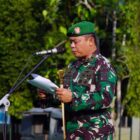 Danrem 042/Gapu  Brigjen TNI  Supriono, S.IP., M.M Saat Membacakan Sambutan Kasad. FOTO : Penrem