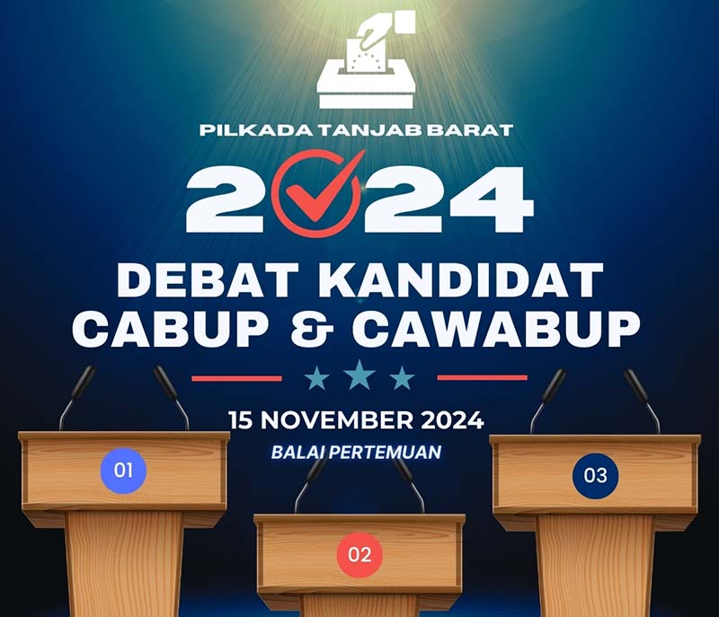 Ikustrasi Debat Terbuka Paslon Bupati dan Wakil Bupati Tanjab Barat Pilkada 2024. GRAFIS : Lintastungkal