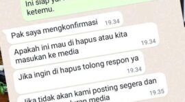 Tangkapan Layar Dilakukan Terduga Oknum Melakukan Pemerasan atau Penipuan.