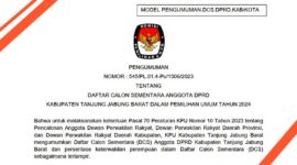 Pengumuman Nomor : 545/PL.01.4-Pu/1506/tentang Daftar Calon Sementara Anggota DPRD Kabupaten Tanjung Jabung Barat dalam Pemilihan Umum Tahun 2024. TANFKAPAN LAYAR