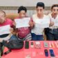 Empat Orang Laki-Laki berinisial KA (39), SO (30), RT (30) dan RY (42 Diamankan Satresnarkoba Polresta Jambi Karena Diduga Mengedarkan Sabu-Sabu. FOTO : Polresta Jambi/Dhea
