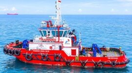 Inilah Transko Dara 3218, kapal penunjang tangguh dari PT Pertamina Trans Kontinental (PTK) yang bertugas di garda terdepan Terminal Khusus Refinery Unit VI Balongan. (Foto: Dok. Pertamina Trans Kontinental)