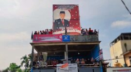 Posko Pemenangan Ganjar Pranowo-Mahfud MD di Jalan Kapten Darham Kuala Tungkal Kabupaten Tanjung Jabung Barat Provinsi Jambi. FOTO : Ist