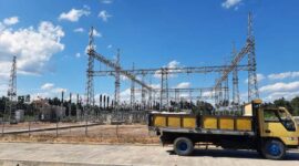 Gardu Induk (GI) yang dibangun di Parit 4 Saren, Kecamatan Bram Itam, Kabupaten Tanjung Jabung Barat. FOTO : ULP PLN Ktl