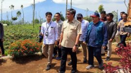 KUNJUNGAN KERJA: Menteri Ketenagakerjaan Yassierli (tengah) didampingi jajaran saat meninjau potensi lahan agroforestry di Desa Karamatwangi, Garut, Jawa Barat, Sabtu (9/5/2026). Kemnaker menyiapkan pelatihan terintegrasi bagi 500 warga setempat untuk mengoptimalkan potensi kopi, hortikultura, dan pariwisata guna memperluas peluang kerja di pedesaan. (FOTO : Dok. Biro Humas Kemenaker0