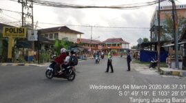 FOTO : Dokumentasi Giat Rutin Gatur Pagi Satlantas Polres Tanjab Barat bersama Dinas Perhubungan Maret 2020