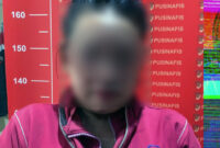 Seorang wanita paruh baya berinisial EL (44) Saat Diamankan di Mapolres Merangin. FOTO : HMs