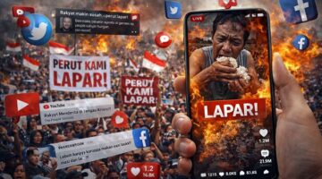 Gambar ini adalah potret peringatan bagi siapa pun yang duduk di kursi kekuasaan. Di balik angka statistik pertumbuhan ekonomi yang dibanggakan petahana, ada jutaan rakyat yang merasakan sesaknya krisis di piring makan mereka sendiri. GRAFIS : LT