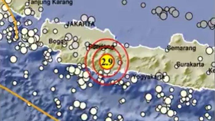 Titik Terjadinya gempa bumi sebesar 2,9 dan 2,8 Mahnitudo di sebelah tenggara Kota Tasikmalaya, Jawa Barat pukul pada 04.34 WIB dan 04.39 WIB pada Minggu (4/12/22). Grafis : Ist
