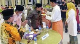 Acara Malam Tasyakuran Hari Amal Bhakti (HAB) ke-76 Kanwil Kementrian Agama Provinsi Jambi di Gedung Asrama Haji, Kotabaru, Jambi, Jum’at malam (7/1/22).