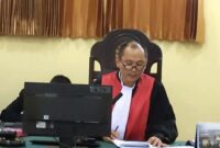 Ketua Majelis Hakim Sangkot Lumban Tobing yang memimpin sidang. FOTO : Ist