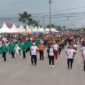 Wabup Hairan Senam Bersama Masyarakat Peringatan Haornas ke-40 dan HUT TNI ke-78 di Alun-Alun Kota Kuala Tungkal, Minggu (24/9/23). FOTO : Istimewa