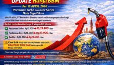 PT Pertamina (Persero) melakukan penyesuaian harga untuk lini produk BBM Nonsubsidi (Pertamax Turbo dan Dex Series) mulai hari ini, 18 April 2026. Kenaikan yang cukup signifikan ini dipicu oleh dinamika harga minyak mentah dunia dan situasi geopolitik global yang tidak menentu. (GAMBAR : Dok. Istimewa/LT)