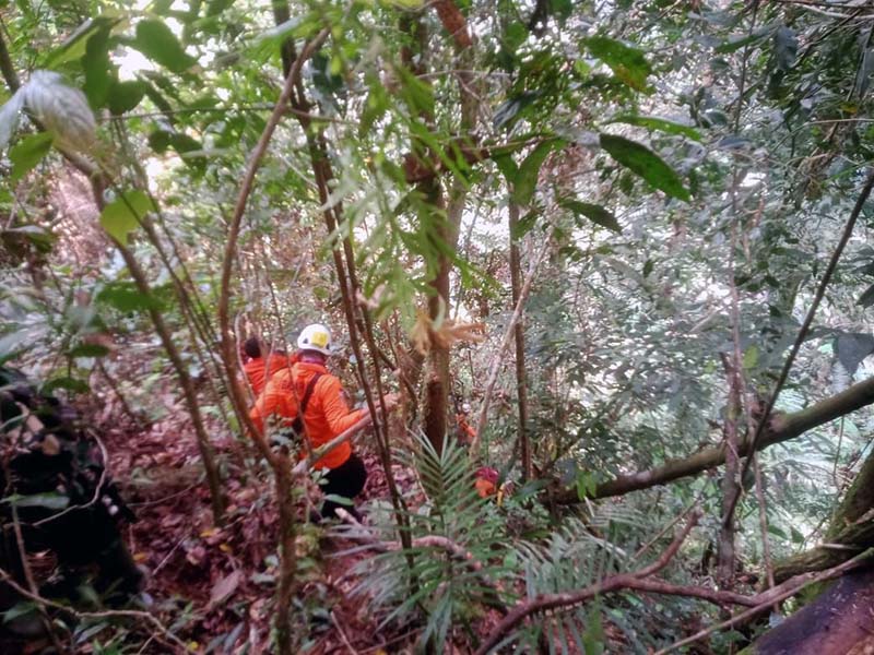 Tim Basarnas dari Pos SAR Kerinci Melakukan Pencarian Dua Warga Semurup yang Diduga Hilang di Hutan Desa Masgo Saat Mencari Kayu Bakar. [FOTO : Humas Basarnas Jambi]
