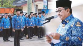 Bupati H. Anwar Sadat Saat Pimpin Upacara Peringatan HUT KORPRI Ke-51 Tahun 2022 di Halaman Kantor Bupati. Selasa (29/11/22). FOTO : Prokopim

