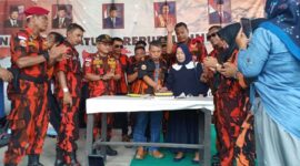 HUT Komando Inti Mahatidana Pemuda Pancasila Majelis Pimpinan Cabang Kota Jambi yang ke 2 ilaksanakan di Mako MPC Kota Jambi, Sabtu (01/01/22). FOTO : Noval