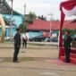 Upacara peringatan HUT TNI ke-77 Tahun 2022 di Alun - Alun Kota Kuala Tungkal dipimpin langsung Dandim 0419/Tanjab Letkol Kav Muslim Rahim Tompo, SH., M. Si, Rabu (5/10/22). FOTO : Pentjb