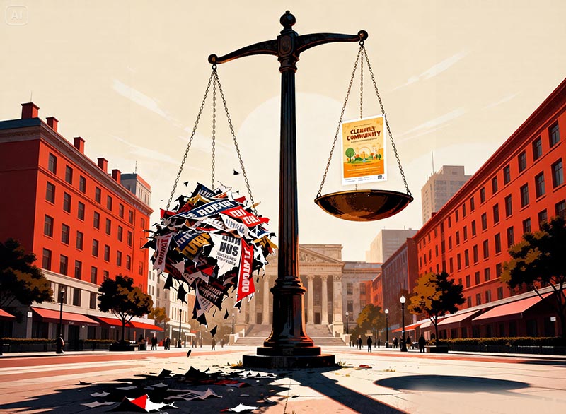 Estetika Kota atau Polusi Politik? Menggugat Standar Ganda Penertiban Spanduk. GRAFIS : LT