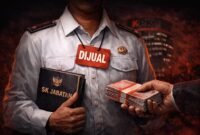 Ilustrasi ini menyentil realitas pahit birokrasi kita saat ini. Ketika kompetensi dikalahkan oleh setoran, dan SK Jabatan dipasangi label "Dijual", maka integritas hanyalah barang gadaian. Di balik seragam pengabdian, ada transaksi yang mengorbankan hak-hak rakyat. (FOTO : Ilustrasi/LT)