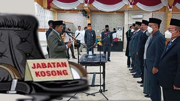 Dok. Bupati H. Anwar Sadat Saat Melakukan Prosesi Melantik dan Mengambil Sumpah Pejabat Eselon II di Balai Pertemuan, Rabu (11/5/22). FOTO : KOLASE LT