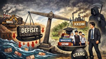 Gambar ini secara akurat merepresentasikan dilema yang dihadapi Menteri Keuangan Purbaya per Maret 2026. Di satu sisi, pemerintah mengejar kemajuan, namun di sisi lain, beban fiskal kian menghimpit. (FOTO : Dok. Istimewa/LT)