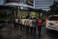 PENGAWALAN KETAT: Sejumlah pejabat dan staf di lingkup Pemerintah Kabupaten Tulungagung tiba di Gedung Merah Putih KPK, Jakarta, Sabtu (11/4/2026). Sebanyak 12 orang diboyong penyidik menggunakan bus dari Jawa Timur guna menjalani pemeriksaan lanjutan terkait dugaan kasus suap yang menjerat Bupati Tulungagung, Gatut Sunu Wibowo. (FOTO : Dok. Istimewa/Ilustrasi)