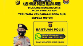 Polres Muaro Jambi Himbauan Pengendara Tak Mendahului dari Lajur Kiri. Sumber : Humas PMJ