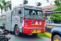 FOTO : Mobil Water Cannon (AWC) yang Digunakan Dalam Aksi Penyemprotan 15.000 Liter Disinfektan Disemprotkan di Kota Kuala Tungkal, Selasa (31/03/20).